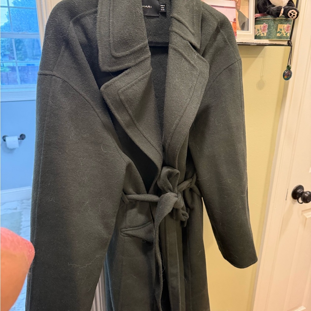 Tahari Dark Green Textured Coat